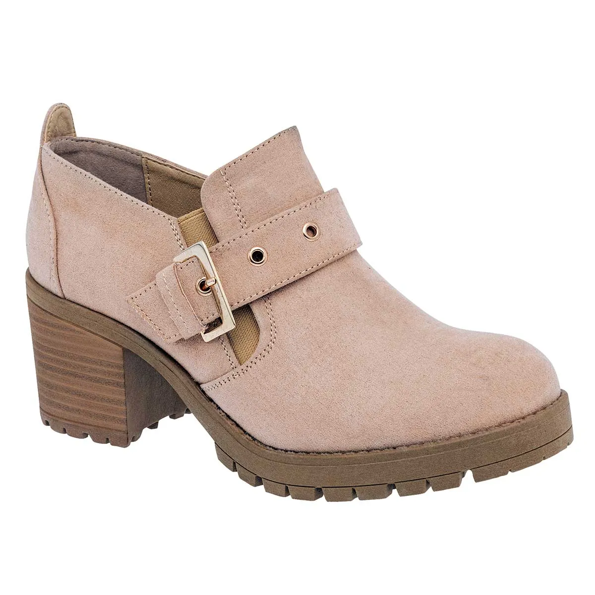 Botin con Tacon Exterior Textil Color Beige  Para Mujer De RBCOLLECTION